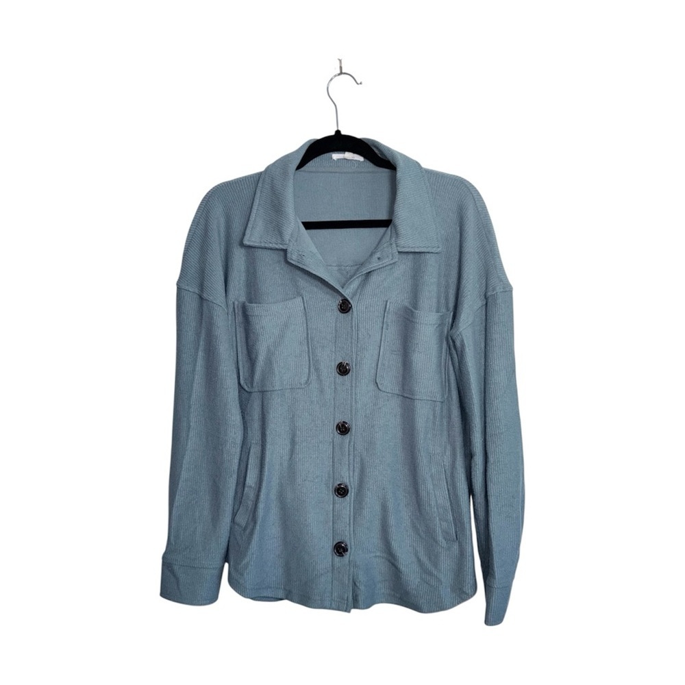 Maurices Corded Button Down Shirt Teal Blue Ribbed Relaxed Fit Medium Women’s